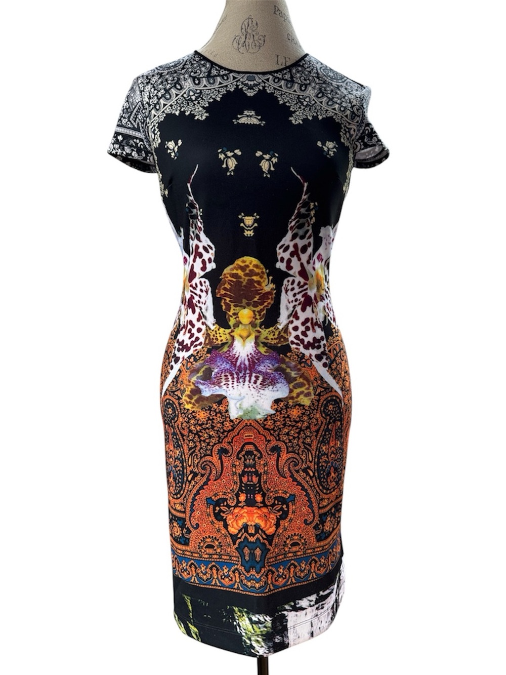 Clover Canyon paisley iris‎ floral bodycon mini dress S/M